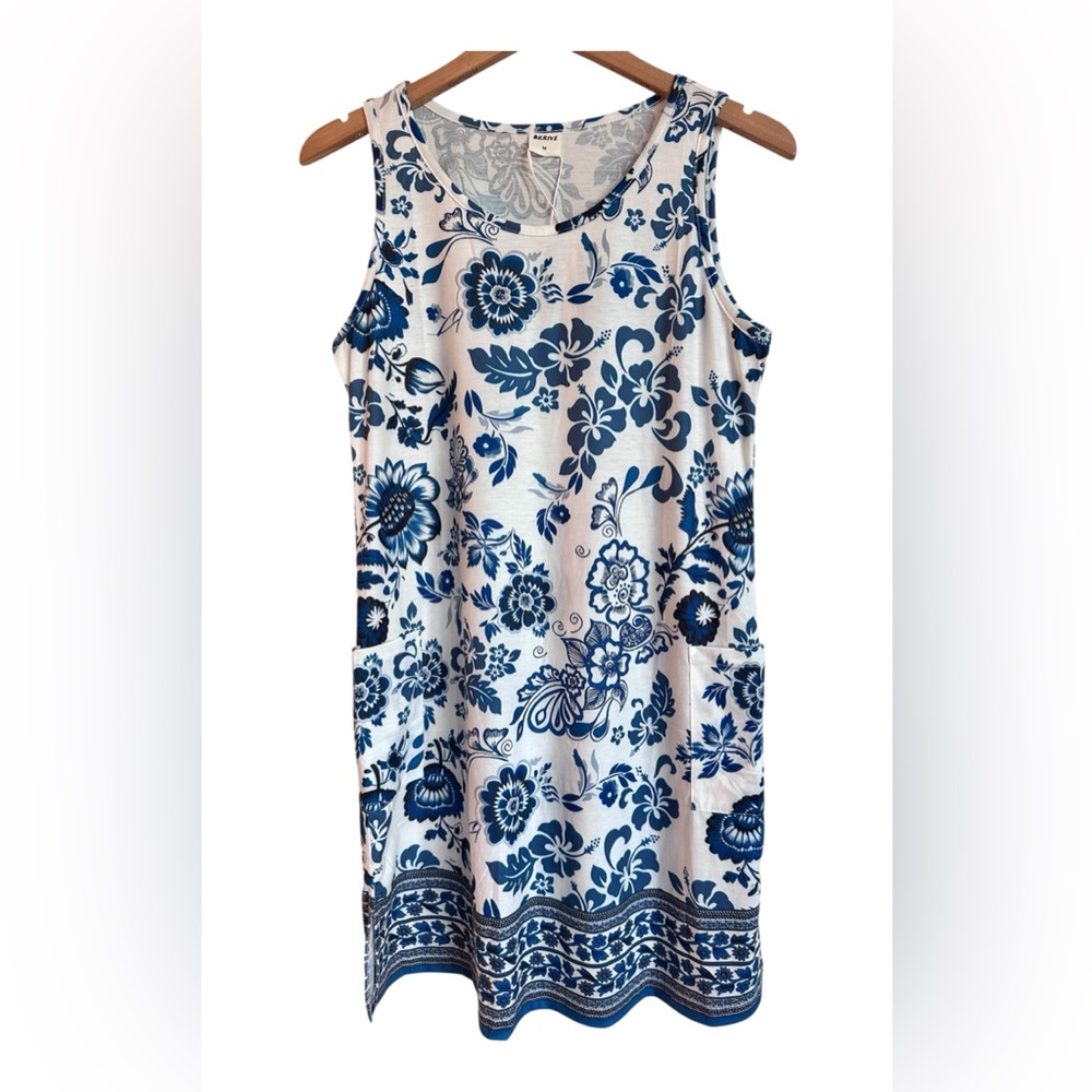 Blue and White Floral lightweight casual dress